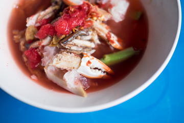 Thai noodle with pink tofu soup