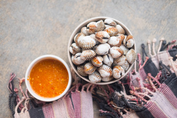 Cockles seafood boiled in dish