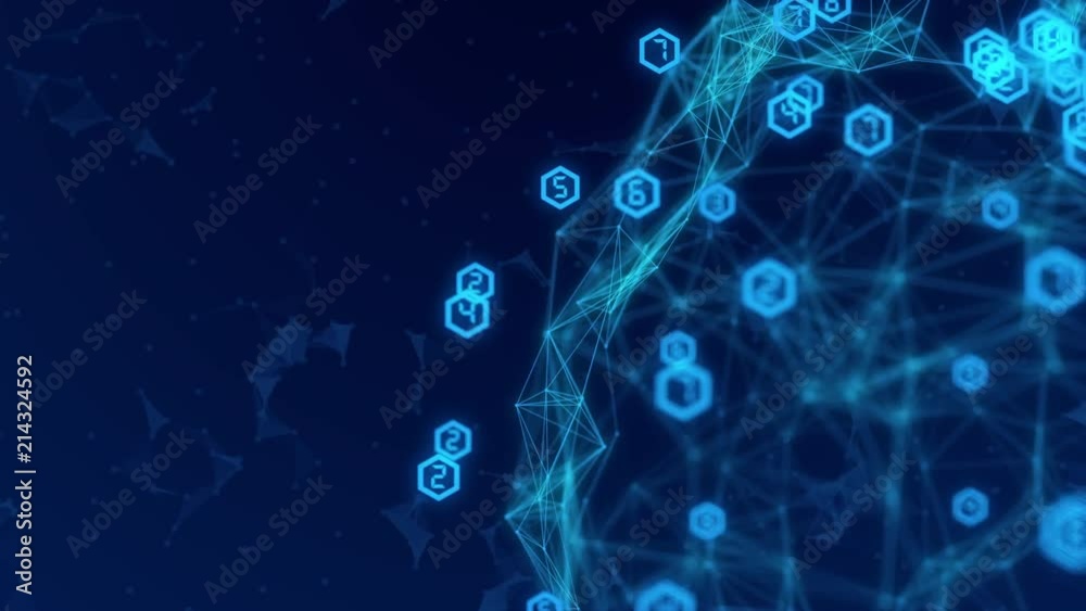 Poster Abstract Network connection concept creative motion graphic background with hacker code running