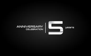 5 years anniversary celebration logo, white, isolated on white background