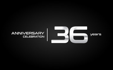 36 years anniversary celebration logo, white, isolated on white background