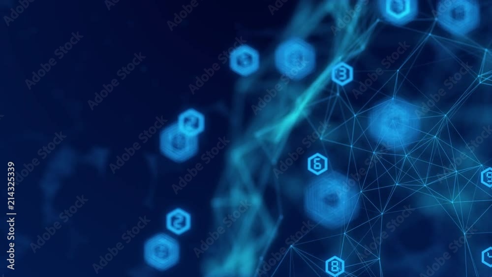 Poster Abstract Network connection concept creative motion graphic background with hacker code running