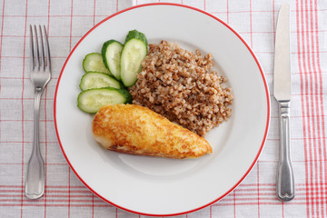 Chicken Kiev with buckwheat porridge