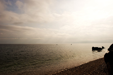 Strand beim Dorf Moscenicka Draga, Kvarner Bucht, Istrien, Kroatien, Adria, Mittelmeer