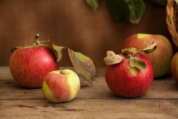 Fruit in wicker basket harvest.