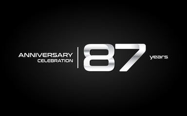87 years anniversary celebration logo, white, isolated on white background