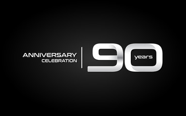 90 years anniversary celebration logo, white, isolated on white background