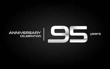 95 years anniversary celebration logo, white, isolated on white background