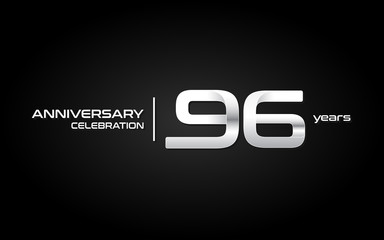 96 years anniversary celebration logo, white, isolated on white background