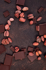 Cocoa beans background.
