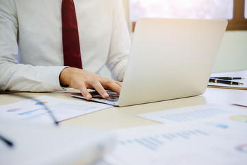 Fototapeta premium Administrator business man financial inspector and secretary making report calculating balance. Internal Revenue Service checking document. Audit concept