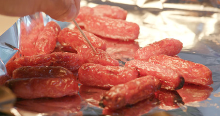 Taiwan snack, grilled sausage