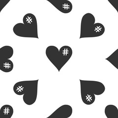 The hash love icon. Hashtag heart symbol icon seamless pattern on white background. Flat design. Vector Illustration