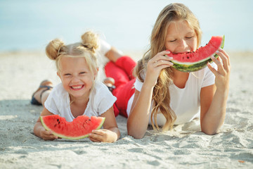 Children with watermelon
