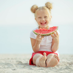 The baby with watermelon
