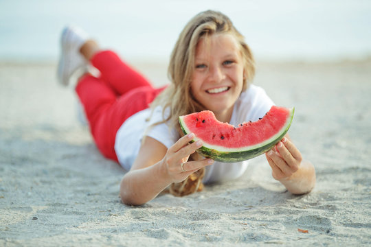 Girl with watermelon
