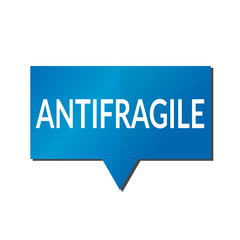 Blue antifragile speech bubble on white background
