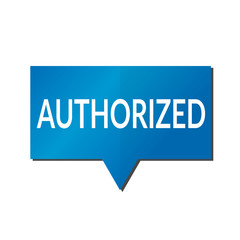Blue authorized speech bubble on white background