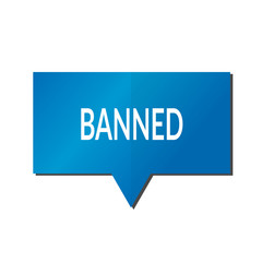 Blue banned speech bubble on white background
