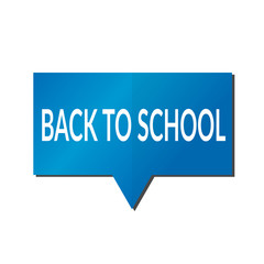 Blue back to school speech bubble on white background
