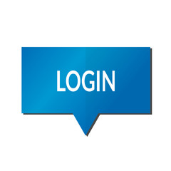 Blue login speech bubble on white background