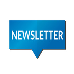 Blue Newsletter speech bubble on white background