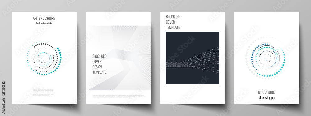Wall mural the vector illustration of the editable layout of a4 format cover mockups design templates with geom
