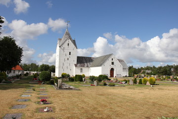 Fototapeta na wymiar Rømø Kirke, Wadden Sea, Denmark.