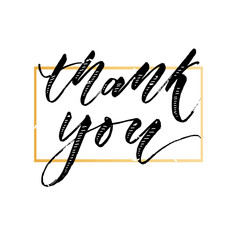 Thank you Lettering Calligraphy Vector Gold