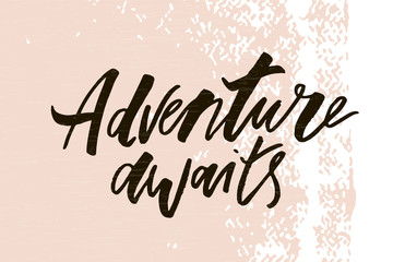 Lettering with phrase Adventure. Vector illustration. color