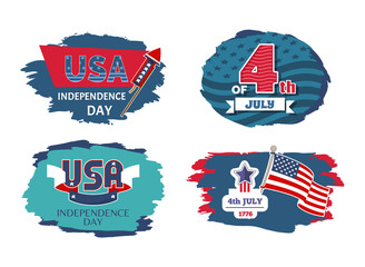 USA Independence Day Set, Vector Illustration
