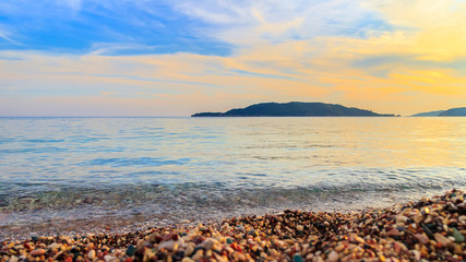 Fototapeta na wymiar Sunset on the Adriatic sea in Montenegro, gorgeous seascape