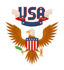 USA Bald Eagle and Flag Poster Vector Illustration