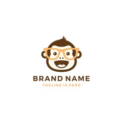 monkey chimp geek smart charm mascot character logo template vector icon