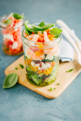 Fresh salad in jar ready to eat