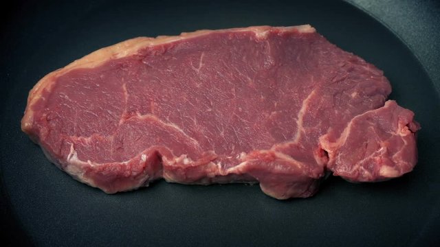 Beef Steak Placed In Frying Pan