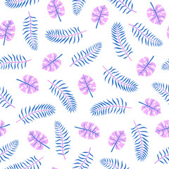 Fototapeta na wymiar Bright palm leaves. Vector tropical seamless pattern