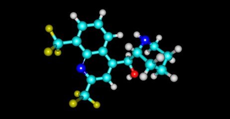 Mefloquine molecular structure isolated on black