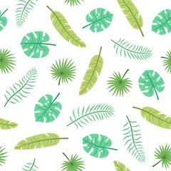 Fototapete Tropische Blätter Nette tropische Blätter. Vektor handgezeichnetes nahtloses Muster