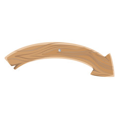 Bent Wooden Sign Pointing Arrow Arc Shape Isolated