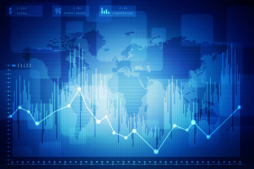 2d rendering Stock market online business concept. business Graph 