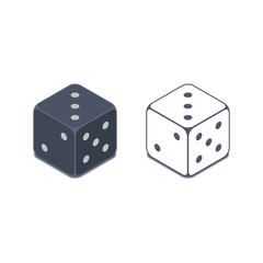Dice icon set Vector isometric symbol. Casino game 3d illustration