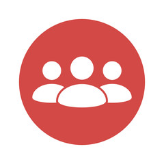Group of people vector icon. Team vector icon. Group red button.