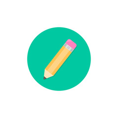 Pencil icon in circle flat design Vector illustration. Pencil logo isolated in green round