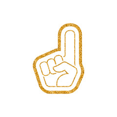 Obraz premium Foam glove icon in gold glitter texture. Sparkle luxury style vector illustration.