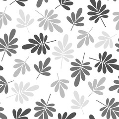 Seamless grayscale jungle leaves print. Vector monochrome illustration on light background. Original floral pattern. ESP10.
