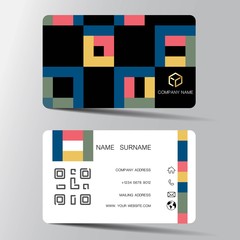 Modern colorful business card. Inspiration from pixel. Vector illustration EPS10.