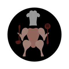 Chicken chef. Image of a chicken carcass in a circle .