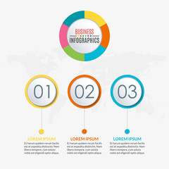 3 steps infographic design. Template for diagram, graph and chart. Timeline design with 3 levels, options, circles. Business presentation concept. Vector illustration.