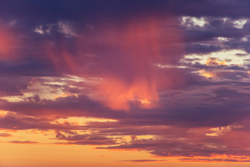 Background of the evening sky and amazing clouds.